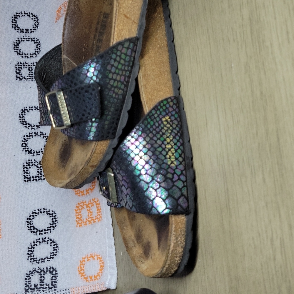 Madrid Birkenstock Multi colored shiny snake skin